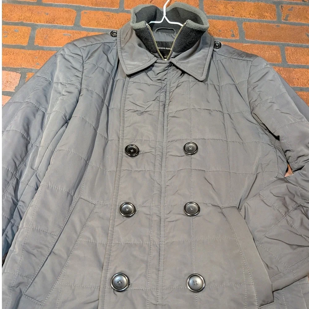 Banana Republic Men's M Double Breasted Quilted‎ Puffer Peacoat